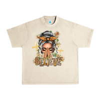 Sandshell Silver White Believe Praying Caucasian Messy Bun Urban Heavy Tee - texasbilliewilder