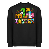Black Easter Day My first Easter with eggs and rabbits Heavyweight Sweatshirt - OliviaCreatesArt