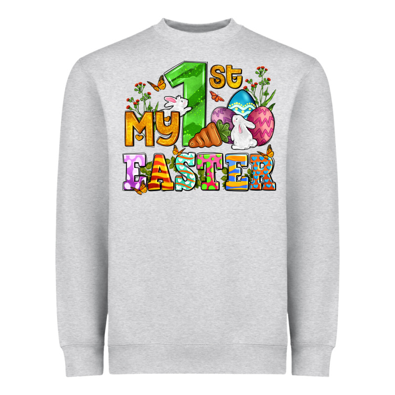 Easter Day My First Easter With Eggs And Rabbits Heavyweight Sweatshirt by OliviaCreatesArt | Teevron