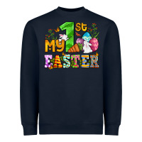 Navy Easter Day My first Easter with eggs and rabbits Heavyweight Sweatshirt - OliviaCreatesArt