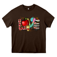 Chocolate Brown love teacher Heavy Core Tee - NancyCooperArtShop
