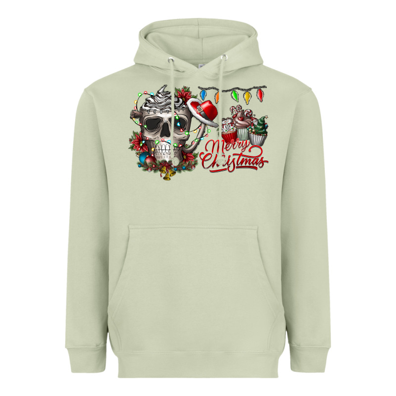 Merry Christmas  Skull Heavyweight Hoodie by CowhideDigitalArt | Teevron