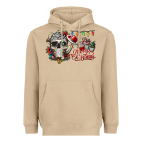 Mushroom Merry Christmas  skull Heavyweight Hoodie - CowhideDigitalArt