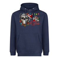 Navy Merry Christmas  skull Heavyweight Hoodie - CowhideDigitalArt