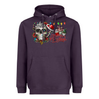 Plum Merry Christmas  skull Heavyweight Hoodie - CowhideDigitalArt