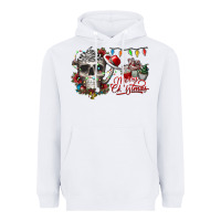 White Merry Christmas  skull Heavyweight Hoodie - CowhideDigitalArt