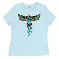 Baby Blue turquoise thunderbird Ladies Tee - RanaPortraitStore