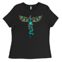 Black turquoise thunderbird Ladies Tee - RanaPortraitStore