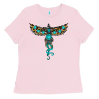 Bubblegum Pink turquoise thunderbird Ladies Tee - RanaPortraitStore