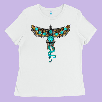 Turquoise Thunderbird Ladies Tee Designed By Ranaportraitstore