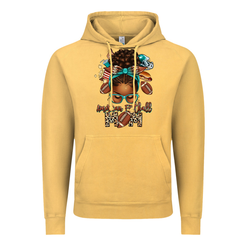 American Football Mom Afro Messy Bun Vintage Hoodie by texasbilliewilder | Teevron
