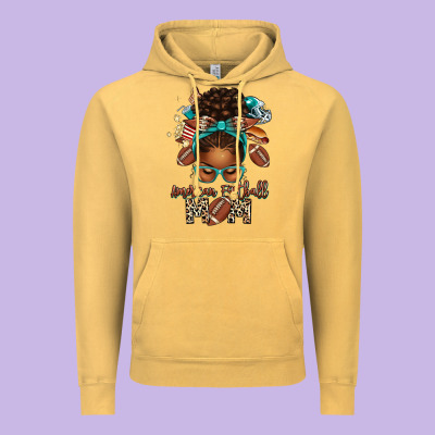 American Football Mom Afro Messy Bun Vintage Hoodie Designed By Texasbilliewilder