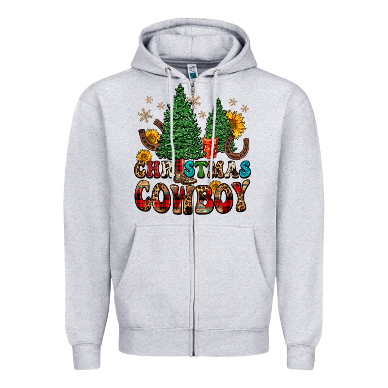 Christmas Cowboy Zipper Hoodie by FaDigitalArtStudio | Teevron