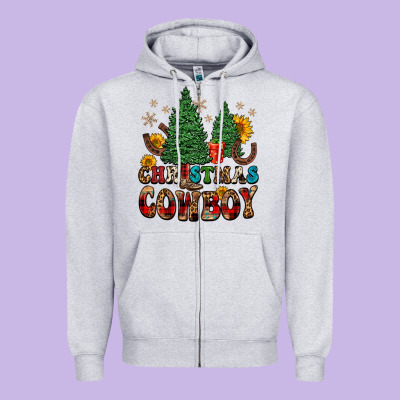 Christmas Cowboy Zipper Hoodie Designed By Fadigitalartstudio