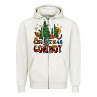 Oatmeal Heather christmas cowboy Zipper Hoodie - FaDigitalArtStudio
