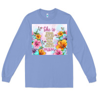 Colony Blue she is mom with flowers Long Sleeve Tee - TumblerDesignByShophia