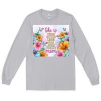 Moon Dust she is mom with flowers Long Sleeve Tee - TumblerDesignByShophia