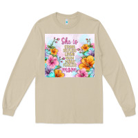 Mushroom she is mom with flowers Long Sleeve Tee - TumblerDesignByShophia