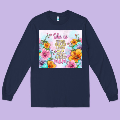 She Is Mom With Flowers Long Sleeve Tee Designed By Tumblerdesignbyshophia
