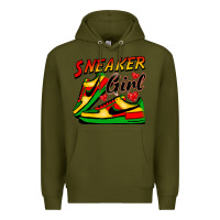 Army Green sneaker girl Premium Hoodie - FaDigitalArtStudio