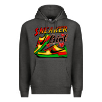 Charcoal Heather sneaker girl Premium Hoodie - FaDigitalArtStudio