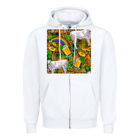 White St. Patricks Cow With Rainbow And Beer Seamless Zipper Hoodie - FaDigitalArtStudio