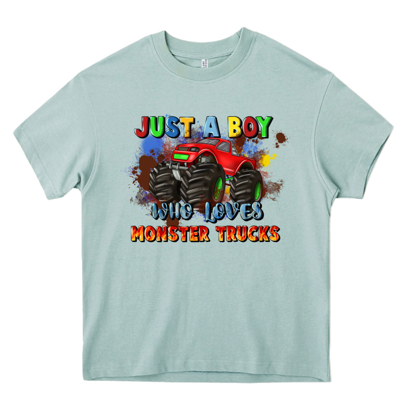 Just A Boy Who Loves Monster Trucks Heavy Core Tee by JahusDesignShop | Teevron
