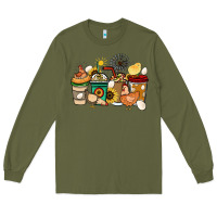 Army Green Chicken coffee cups Long Sleeve Tee - HowdyJamesFarm