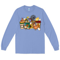 Colony Blue Chicken coffee cups Long Sleeve Tee - HowdyJamesFarm