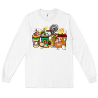 White Chicken coffee cups Long Sleeve Tee - HowdyJamesFarm