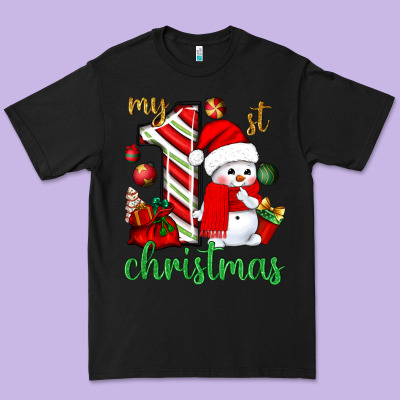 My 1 St Christmas With Cute Snowman Bbs Premium Tee Designed By Bundleandbundleshop