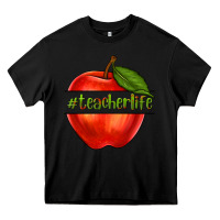 Black teacher life with apple Heavy Core Tee - NancyCooperArtShop
