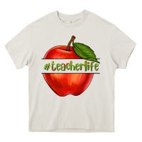 Cream teacher life with apple Heavy Core Tee - NancyCooperArtShop