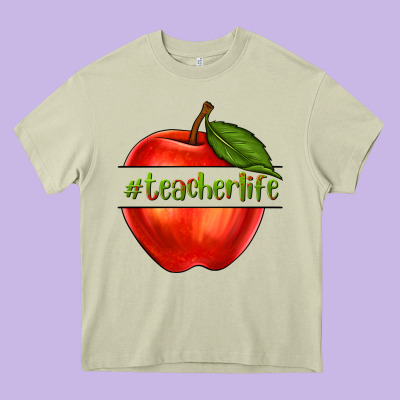 Teacher Life With Apple Heavy Core Tee Designed By Nancycooperartshop