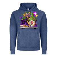 Vintage Denim Mardi Gras gnome on the truck Vintage Hoodie - NancyCooperArtShop