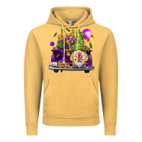 Vintage Mustard Mardi Gras gnome on the truck Vintage Hoodie - NancyCooperArtShop