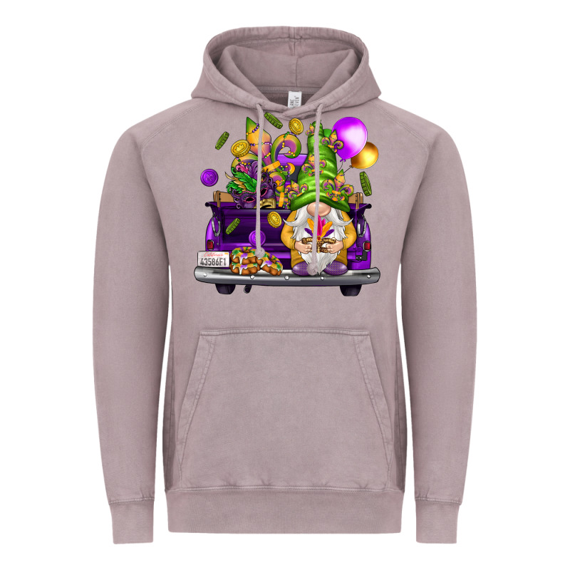 Mardi Gras Gnome On The Truck Vintage Hoodie by NancyCooperArtShop | Teevron