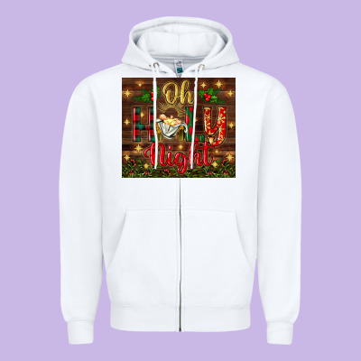 Oh Holy Night Zipper Hoodie Designed By Bundleandbundleshop