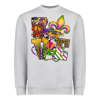 Heather Grey louisiana map love Heavyweight Sweatshirt - OliviaCreatesArt