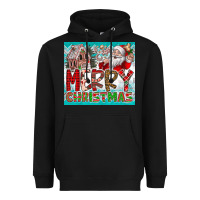 Black merry Christmas Heavyweight Hoodie - CowhideDigitalArt