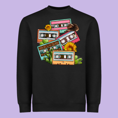 90s Country Caassette Tapes Heavyweight Sweatshirt Designed By Oliviacreatesart