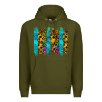 Army Green turquoise leopard sunflowers colorful Premium Hoodie - RanaPortraitStore