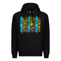 Black turquoise leopard sunflowers colorful Premium Hoodie - RanaPortraitStore
