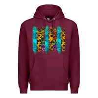 Burgundy turquoise leopard sunflowers colorful Premium Hoodie - RanaPortraitStore