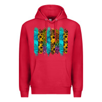 Cardinal turquoise leopard sunflowers colorful Premium Hoodie - RanaPortraitStore