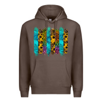 Coffee turquoise leopard sunflowers colorful Premium Hoodie - RanaPortraitStore