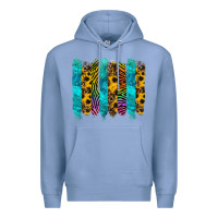 Colony Blue turquoise leopard sunflowers colorful Premium Hoodie - RanaPortraitStore