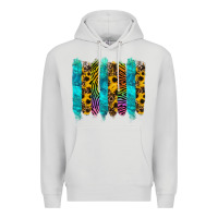 Dove Grey turquoise leopard sunflowers colorful Premium Hoodie - RanaPortraitStore