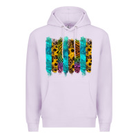 Lilac turquoise leopard sunflowers colorful Premium Hoodie - RanaPortraitStore