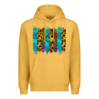 Mustard turquoise leopard sunflowers colorful Premium Hoodie - RanaPortraitStore